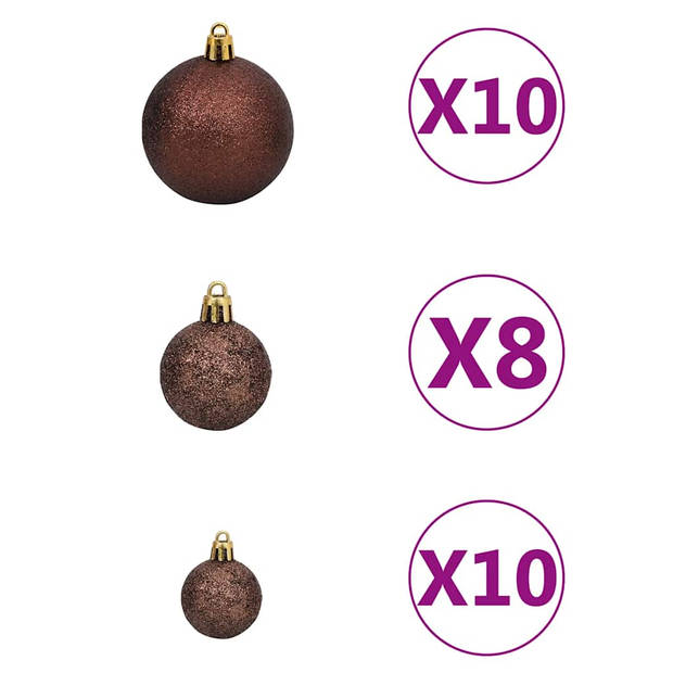 vidaXL Kunstkerstboom met verlichting en kerstballen 240 cm PVC zwart