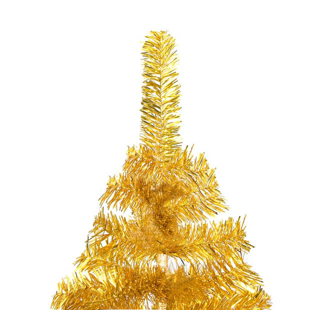 vidaXL Kunstkerstboom met verlichting en kerstballen 180 cm PET goud