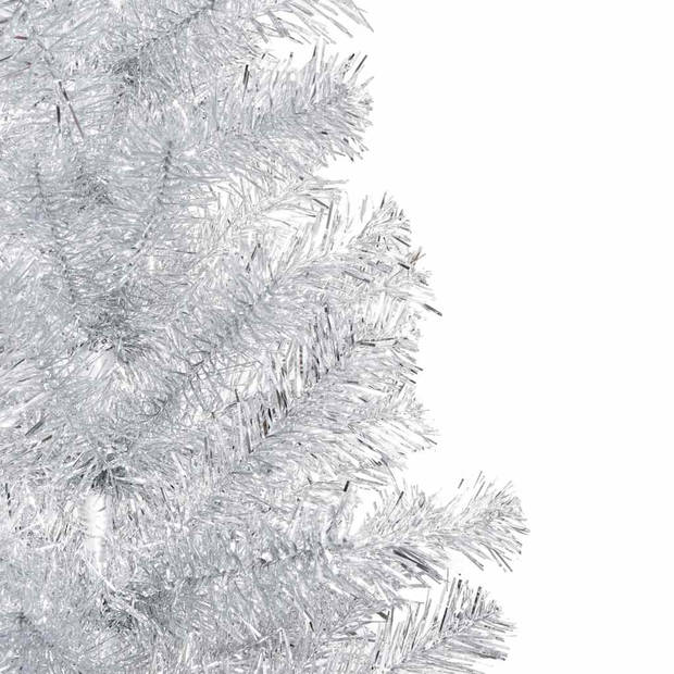 vidaXL Kunstkerstboom met verlichting en kerstballen 210 cm PET zilver