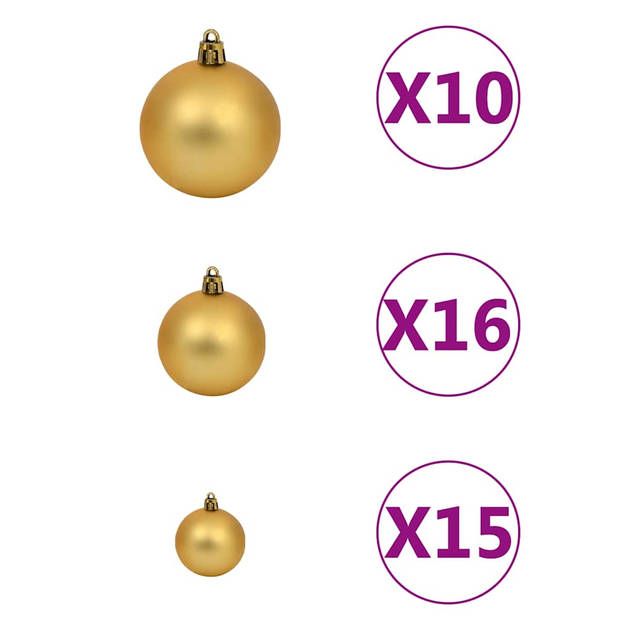 vidaXL Kunstkerstboom met verlichting en kerstballen 210 cm PET zilver