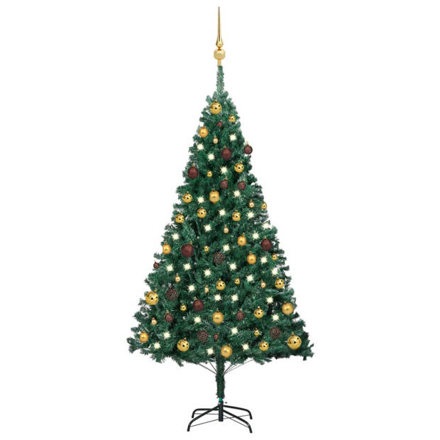 vidaXL Kunstkerstboom met verlichting en kerstballen 150 cm PVC groen