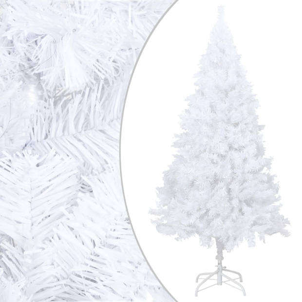 vidaXL Kunstkerstboom met verlichting en kerstballen 210 cm PVC wit