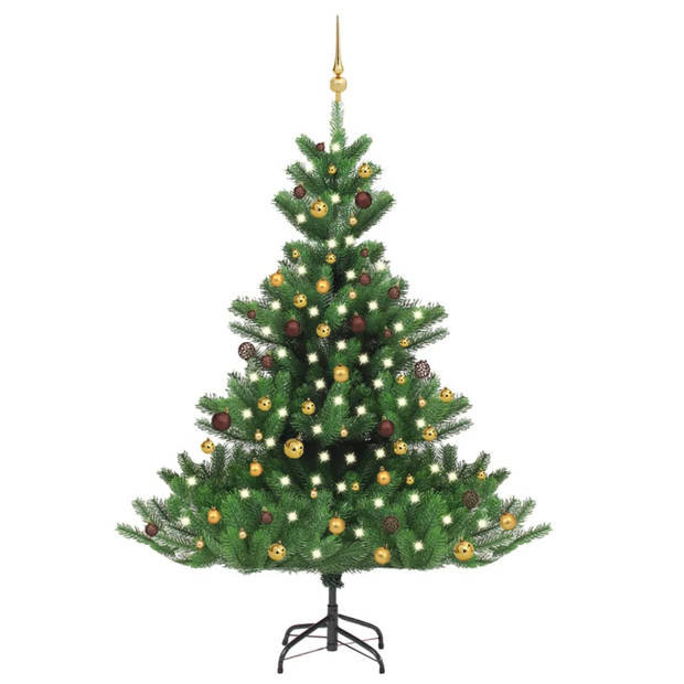 vidaXL Kunstkerstboom Nordmann met LED's en kerstballen 180 cm groen