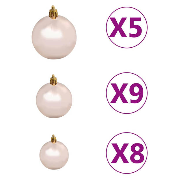 vidaXL Kunstkerstboom met verlichting en kerstballen 380 takken 150 cm