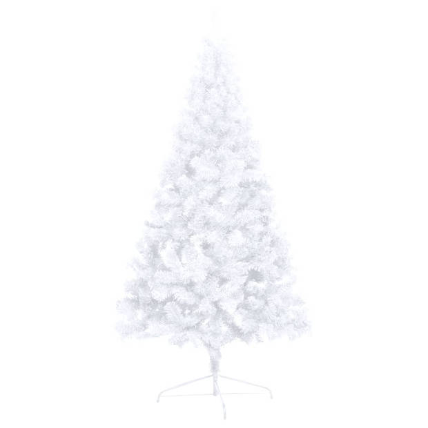 vidaXL Kunstkerstboom met verlichting en kerstballen half 210 cm wit