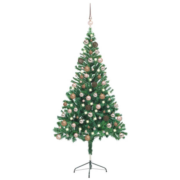 vidaXL Kunstkerstboom met verlichting en kerstballen 380 takken 150 cm