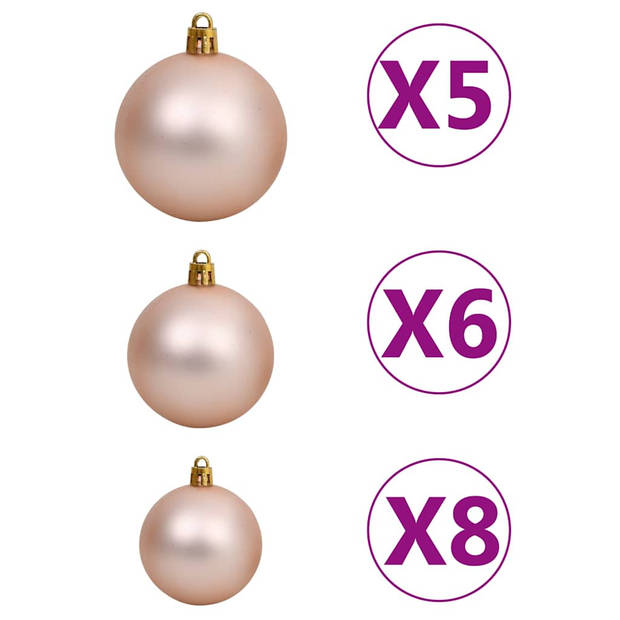 vidaXL Kunstkerstboom met verlichting en kerstballen 180 cm PVC roze