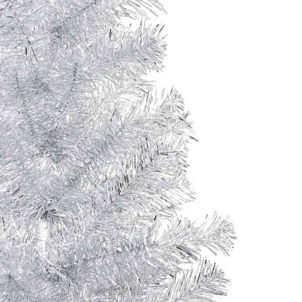 vidaXL Kunstkerstboom met verlichting en kerstballen 180 cm PET zilver