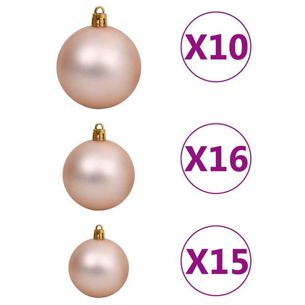 vidaXL Kunstkerstboom met verlichting en kerstballen 210 cm PET zilver