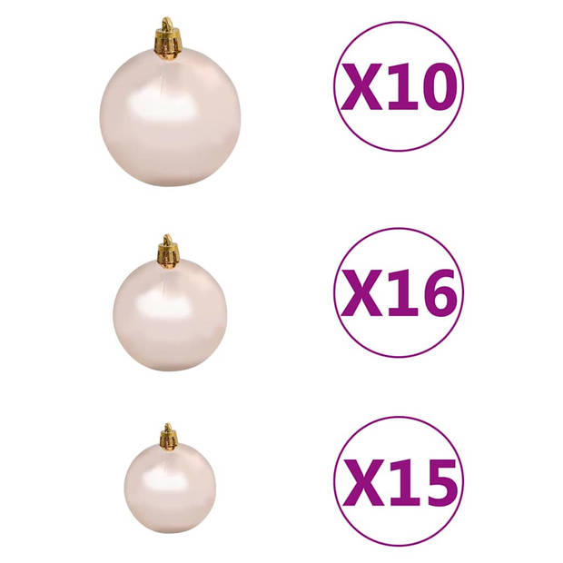 vidaXL Kunstkerstboom met verlichting en kerstballen 210 cm PET zilver