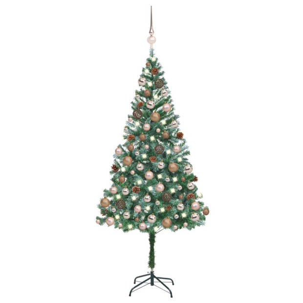 vidaXL Kunstkerstboom met verlichting kerstballen dennenappels 180 cm