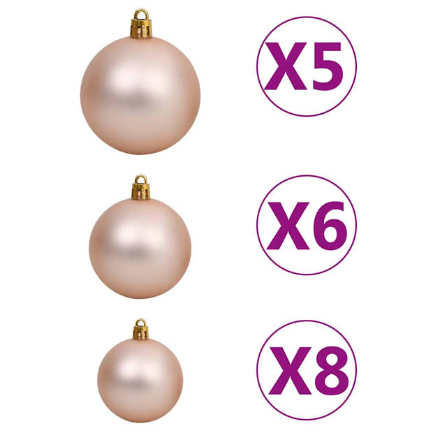 vidaXL Kunstkerstboom met verlichting en kerstballen 120 cm PVC zwart