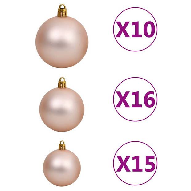 vidaXL Kunstkerstboom met verlichting en kerstballen L 240 cm groen