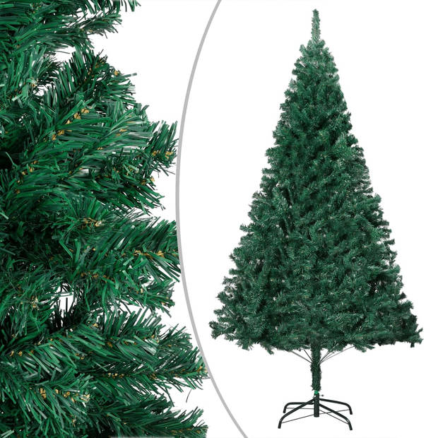 vidaXL Kunstkerstboom met verlichting en kerstballen 180 cm PVC groen