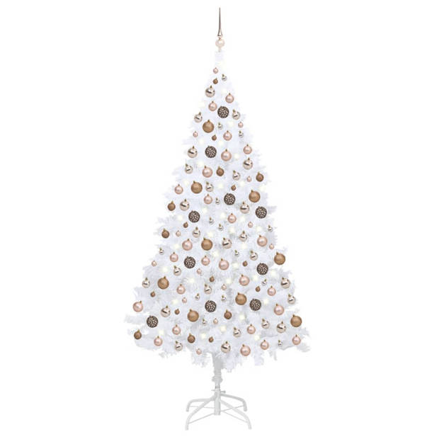 vidaXL Kunstkerstboom met verlichting en kerstballen 210 cm PVC wit