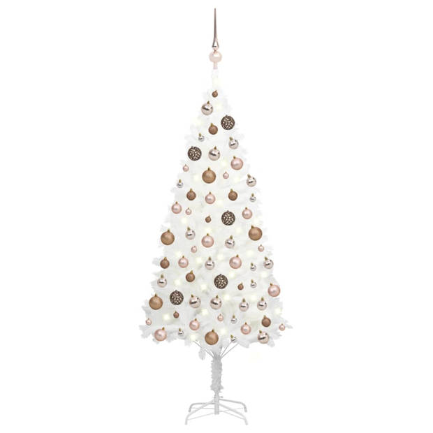 vidaXL Kunstkerstboom met verlichting en kerstballen 150 cm PVC wit