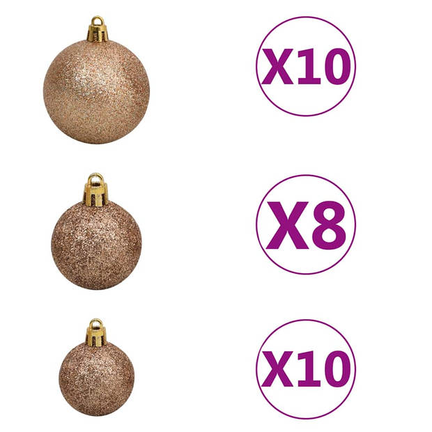 vidaXL Kunstkerstboom met verlichting en kerstballen 210 cm groen