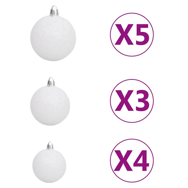 vidaXL Kunstkerstboom met verlichting en kerstballen half 150 cm groen