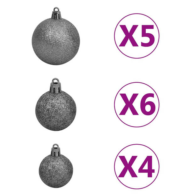 vidaXL Kunstkerstboom met verlichting en kerstballen half 150 cm groen