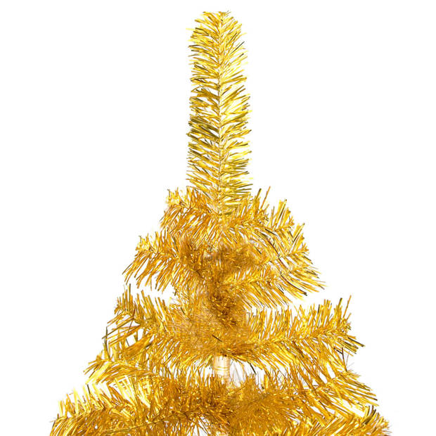 vidaXL Kunstkerstboom met verlichting en kerstballen 120 cm PET goud