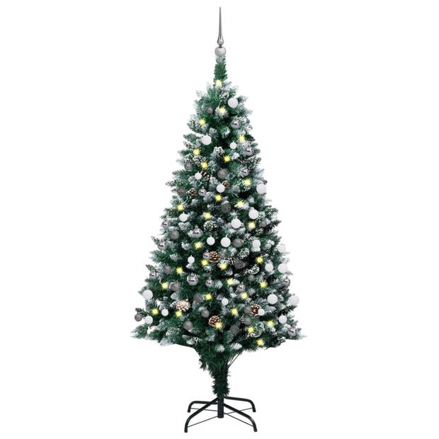 vidaXL Kunstkerstboom met verlichting kerstballen dennenappels 180 cm