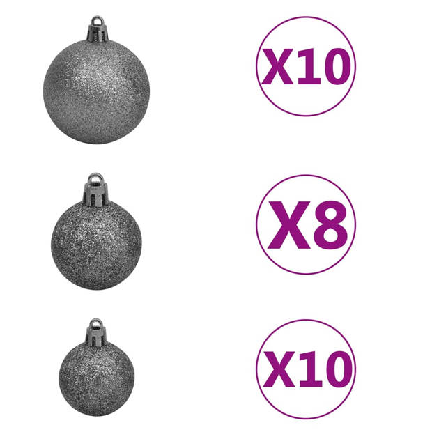 vidaXL Kunstkerstboom met verlichting en kerstballen 210 cm PVC wit