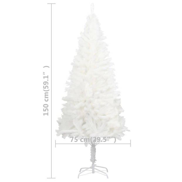 vidaXL Kunstkerstboom met verlichting en kerstballen 150 cm PVC wit