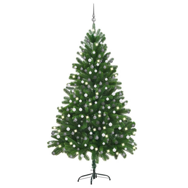 vidaXL Kunstkerstboom met verlichting en kerstballen 210 cm groen