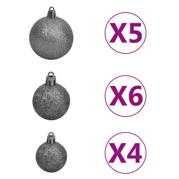 vidaXL Kunstkerstboom met scharnieren 150 LED's en kerstballen 150 cm