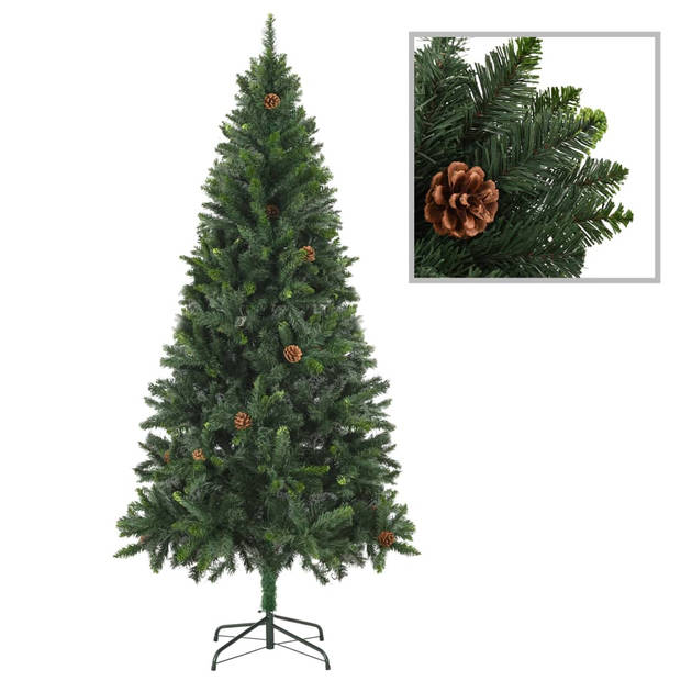 vidaXL Kunstkerstboom met verlichting en kerstballen 210 cm groen