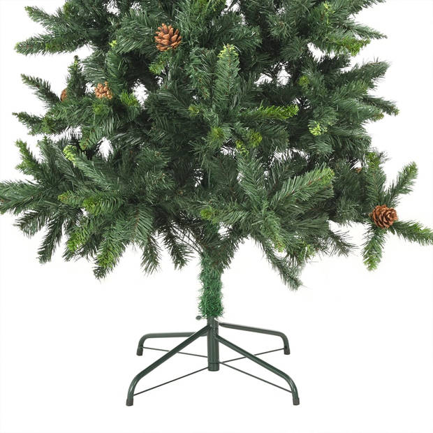 vidaXL Kunstkerstboom met verlichting en kerstballen 210 cm groen