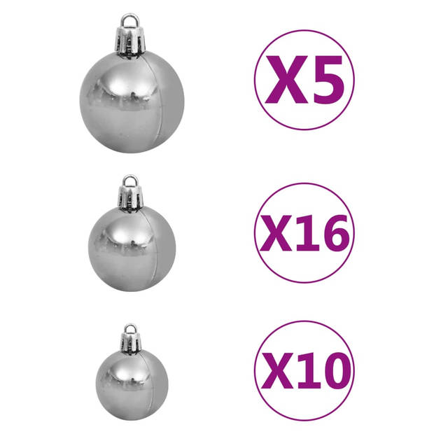 vidaXL Kunstkerstboom met verlichting en kerstballen 210 cm PVC zwart