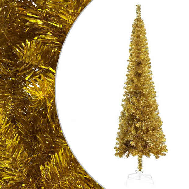 The Living Store Kerstboom Goud PVC 210 cm - Verstelbare takken - Stalen standaard