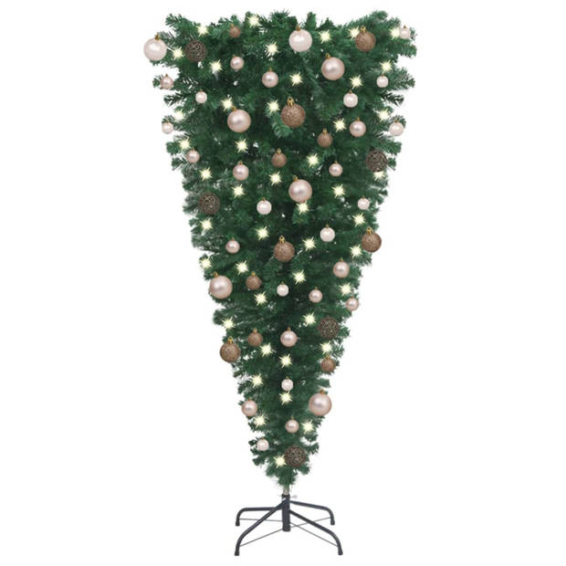 VidaXL Kunstkerstboom Met Verlichting En Ballen Ondersteboven 120 Cm ...