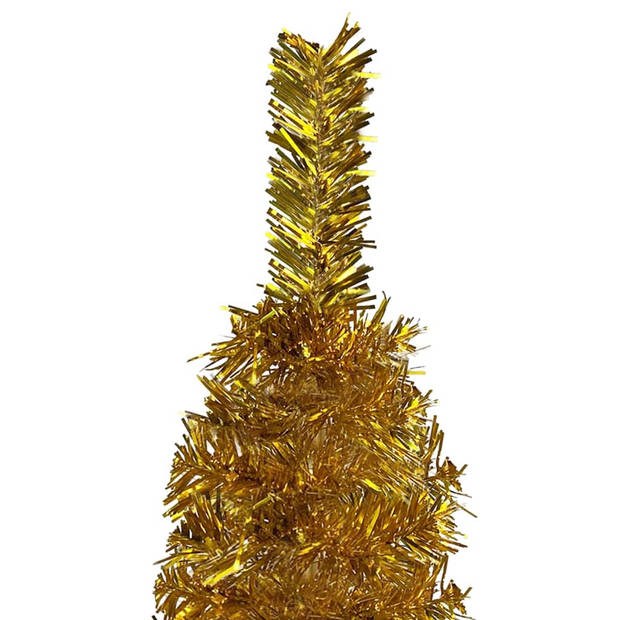 The Living Store Kerstboom Smal Goud - PVC/Staal - 120 cm - Verstelbare takken