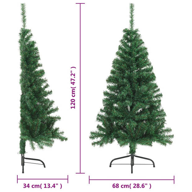 vidaXL Kunstkerstboom met standaard half 120 cm PVC groen