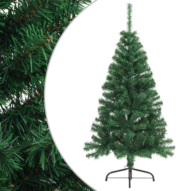 vidaXL Kunstkerstboom met standaard half 120 cm PVC groen