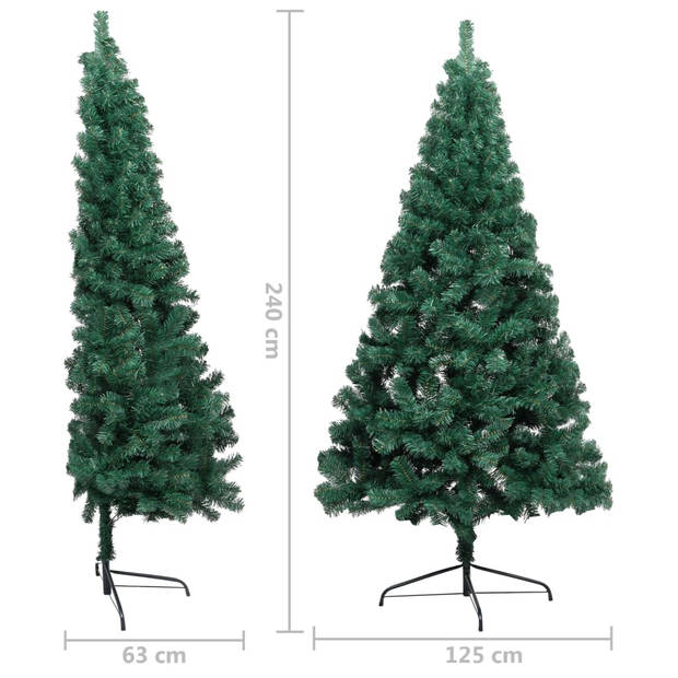 The Living Store Kerstboom Halfrond PVC en Staal - 125 cm Breedte - Groen - 1.050 uiteinden