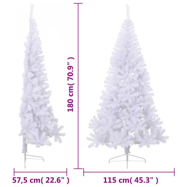 vidaXL Kunstkerstboom met standaard half 180 cm PVC wit