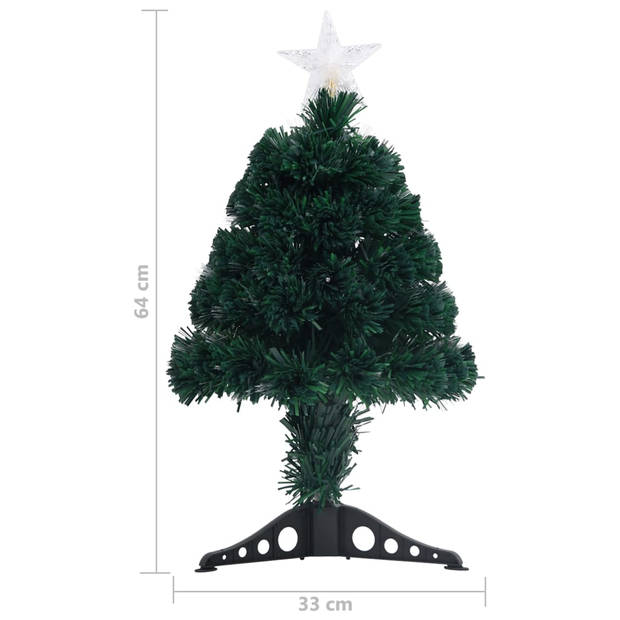 The Living Store Kunstkerstboom - Groen - 64 cm - LED en glasvezel - Geschikt voor binnen en buiten