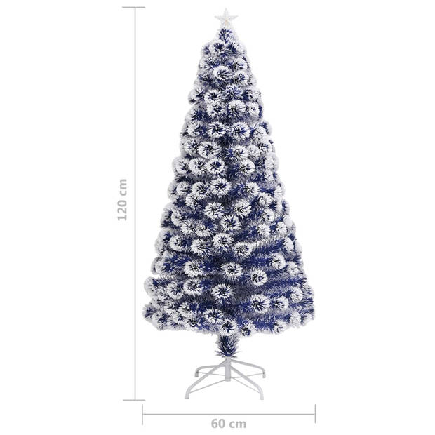 vidaXL Kunstkerstboom met verlichting 120 cm glasvezel wit en blauw