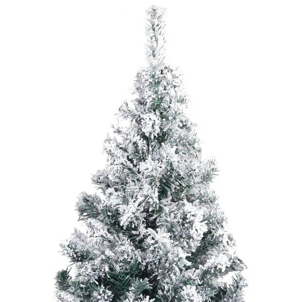 The Living Store Kunstkerstboom - Groen PVC - 400 cm - Met witte sneeuw - Met stalen standaard