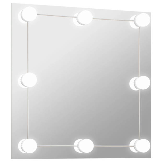 vidaXL Wandspiegel met LED-lampen vierkant glas