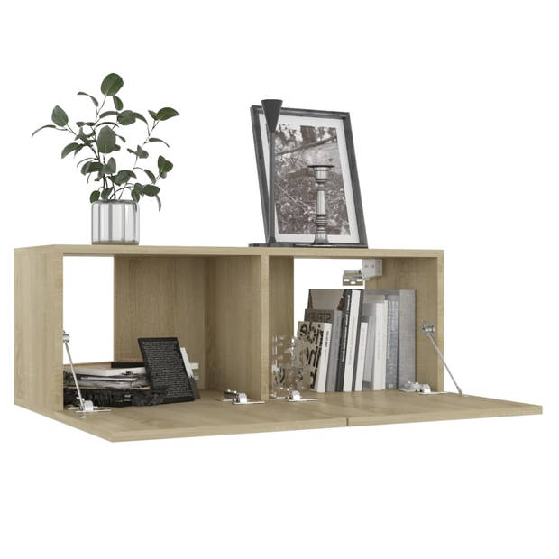 The Living Store TV-meubel - Sonoma eiken - 60 x 30 x 30cm - Muurmontage - Praktisch ontwerp