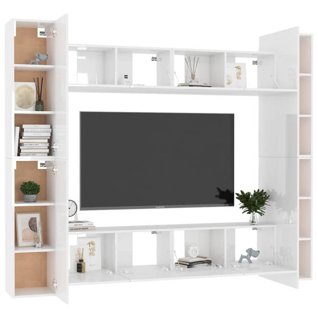 The Living Store Televisiekast - Tv-meubel 4 stuks - Hoogglans wit - 80 x 30 x 30 cm - 30.5 x 30 x 90 cm - Montage