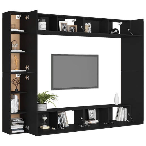 The Living Store Televisiemeubel Wandmontage - 100x30x30cm (L) - 30.5x30x90cm (M) - Zwart - Spaanplaat