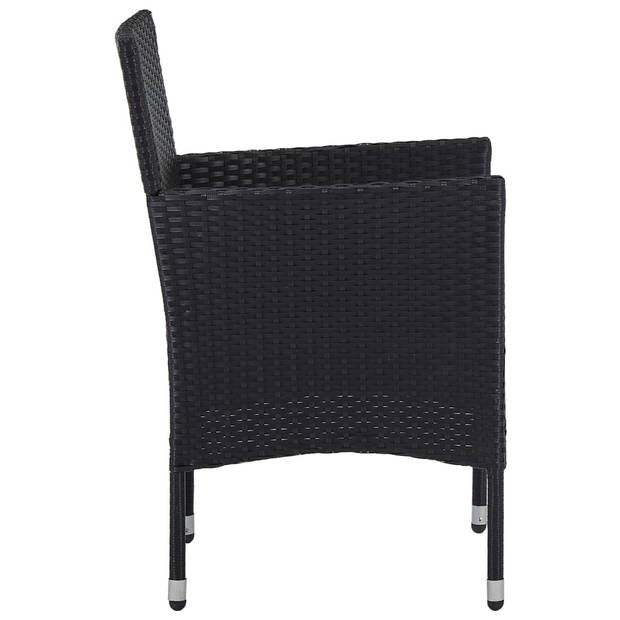 The Living Store Poly rattan stoelenset - zwart - 52 x 57 x 84 cm - weerbestendig