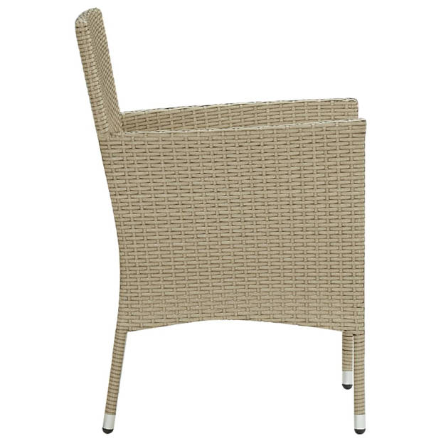 vidaXL 7-delige Tuinset poly rattan beige