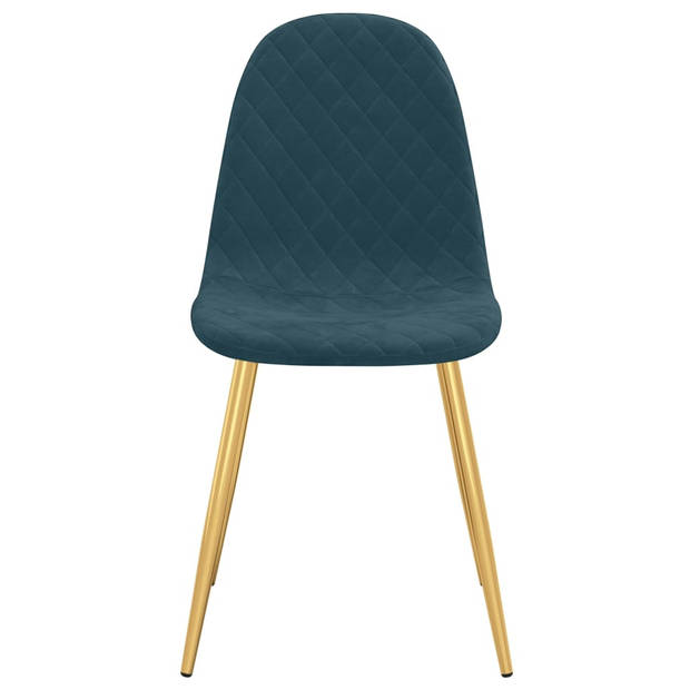 The Living Store Eetkamerstoelen - Set van 2 - Blauw Fluweel - 45 x 53.5 x 87 cm - Comfortabel zitten