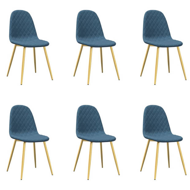 vidaXL Eetkamerstoelen 6 st fluweel blauw